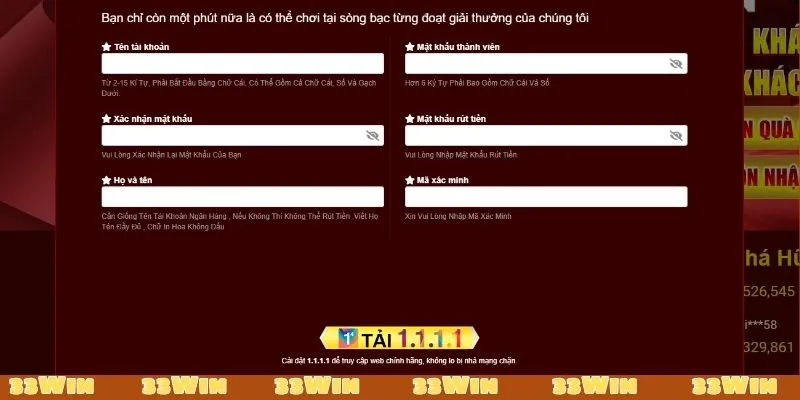 Biểu mẫu đăng ký cùng thông tin đầy đủ cần cung cấp