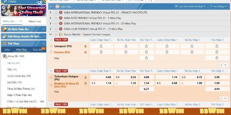 Cá độ thể thao 33Win tài sản SABA đỉnh nhất